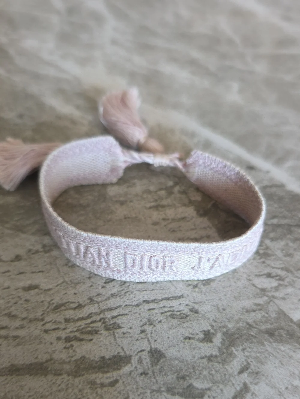 Dior Pale Pink Embossed Fabric Bracelet